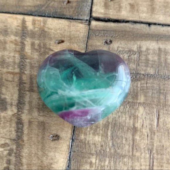 Heart Shaped Rainbow Fluorite Palm Stone - Picture 3 of 4